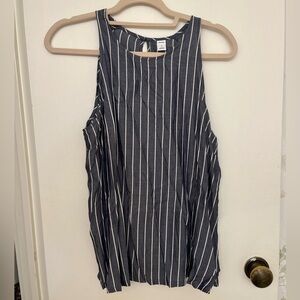 Old Navy Navy Blue and White Striped Tank Top